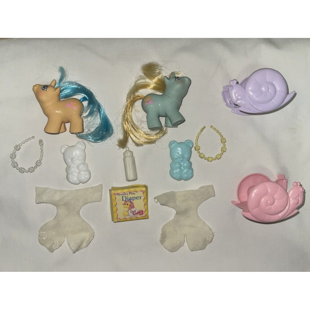 VTG Sandcastle & Shovels MLP My Little Pony G1 Newborn Twin Baby Set 1987
